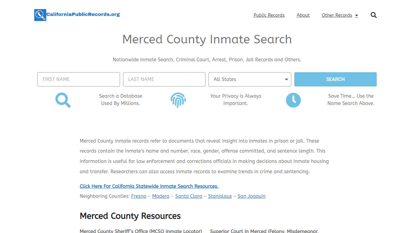 Merced County Inmate Search - Current & Past MCSO CA Jail Records