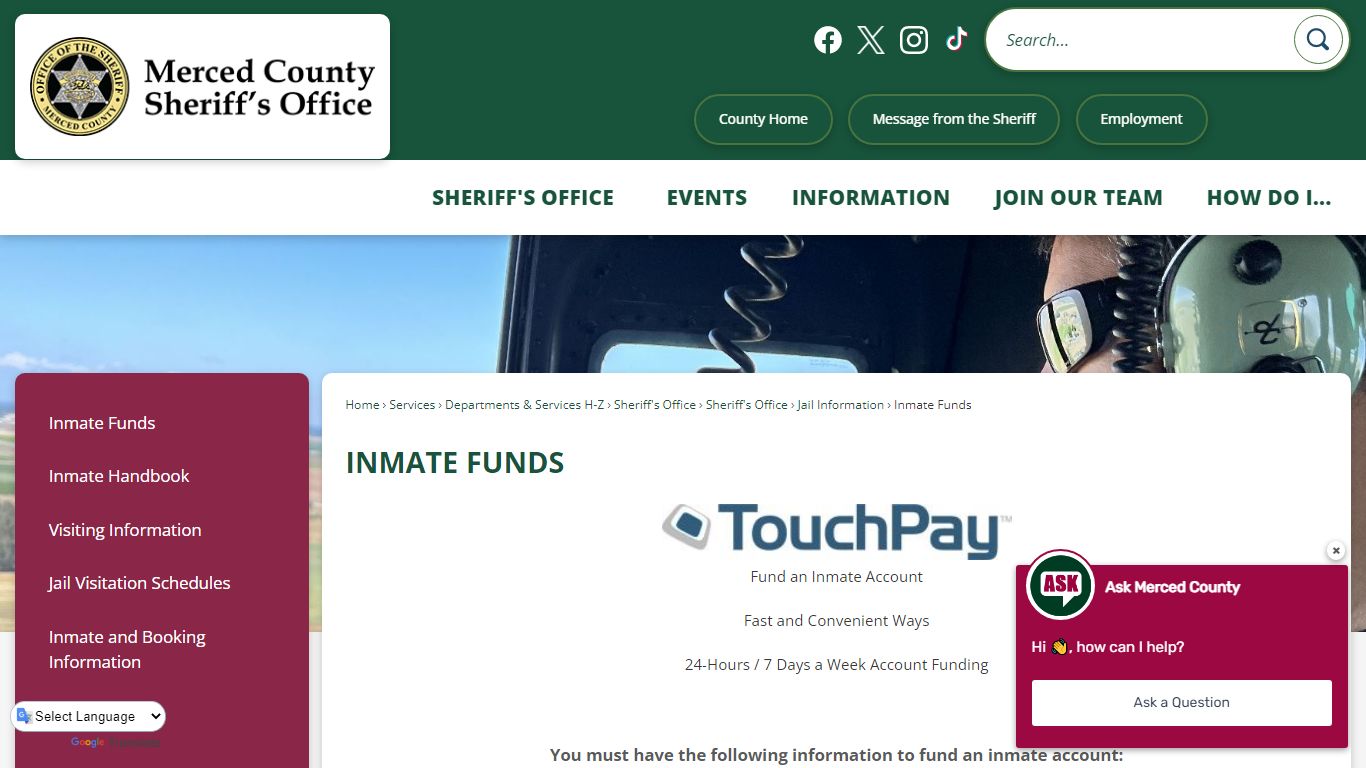 INMATE FUNDS | Merced County, CA - Official Website
