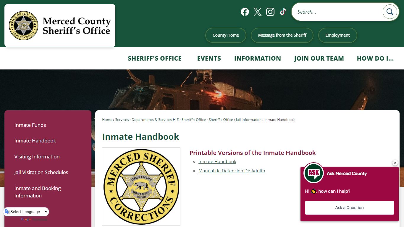 Inmate Handbook | Merced County, CA - Official Website
